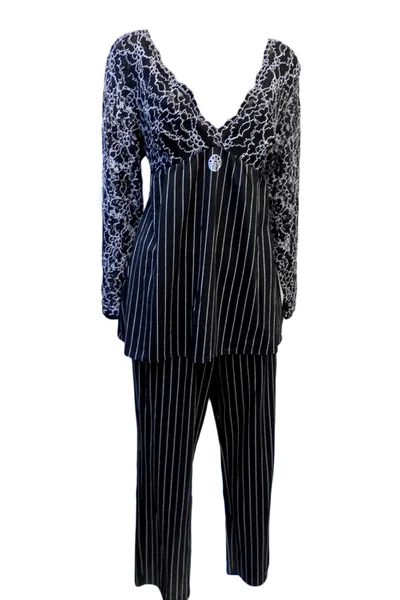 Černé dámské pyžamo Féraud kombinované s krajkou