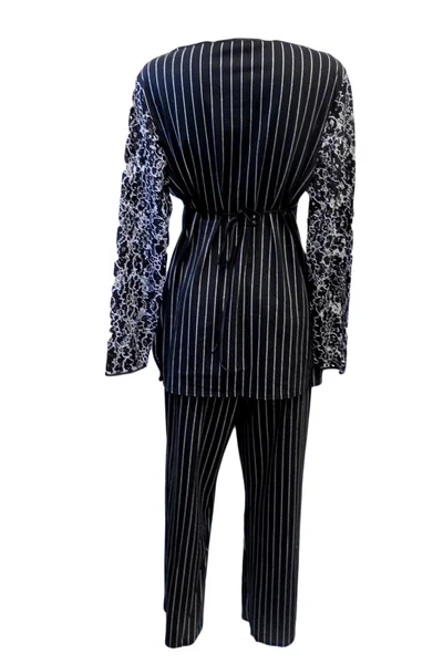 Černé dámské pyžamo Féraud kombinované s krajkou
