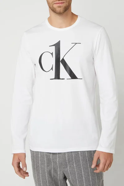 Pánské bílé tričko s dlouhým rukávem Calvin Klein