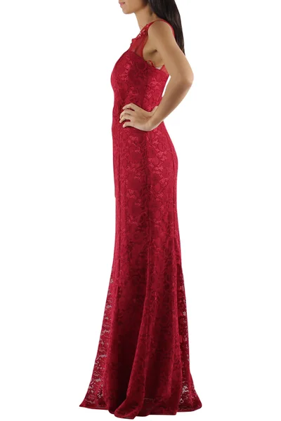 Dámské společenské a plesové šaty krajkové dlouhé luxusní CHARM'S Paris červené - Červená 