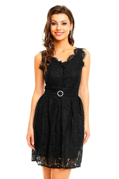 Dámské společenské šaty Mayaadi Deluxe krajkové s páskem v černé barvě - Černá - Mayaadi