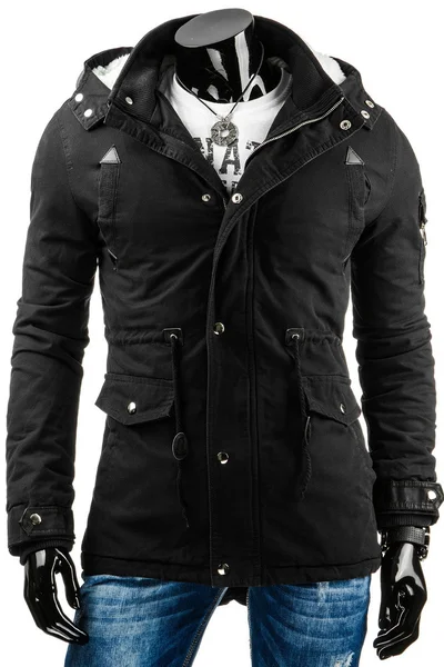 Pánská prošívaná zimní bunda s odnímatelnou kapucí v černé barvě - Černá XXL - Dstreet