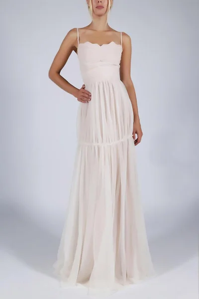 Dámské šaty SOKY SOKA na ramínka s šifonovou sukní dlouhé smetanově v bílé barvě - Bílá XL