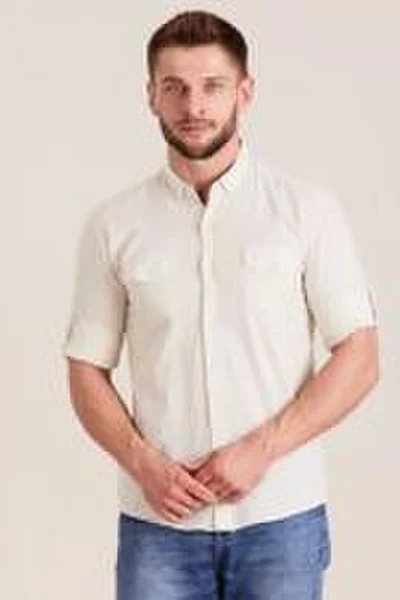 Pánská bavlněná košile - FPrice béžová