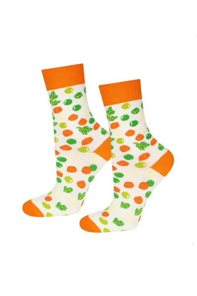 Dámské ponožky Zeleninový salát - Soxo žlutá s potiskem