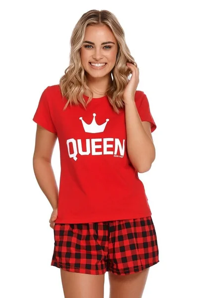 Krátké dámské pyžamo Queen červené Červená Dn-nightwear