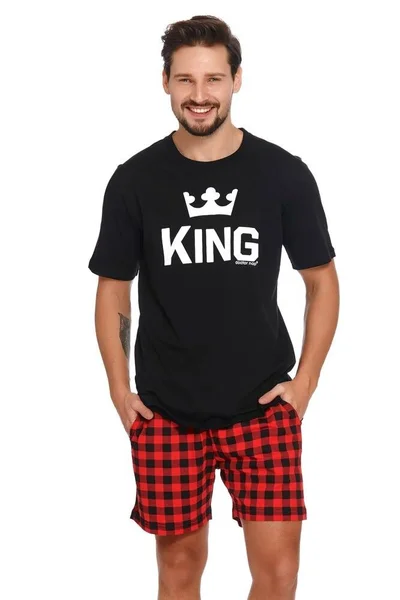 Krátké pánské pyžamo King v černé barvě Dn-nightwear