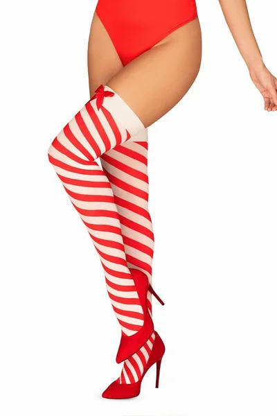 Dámské vánoční punčochy Kissmas stockings - Obsessive červená