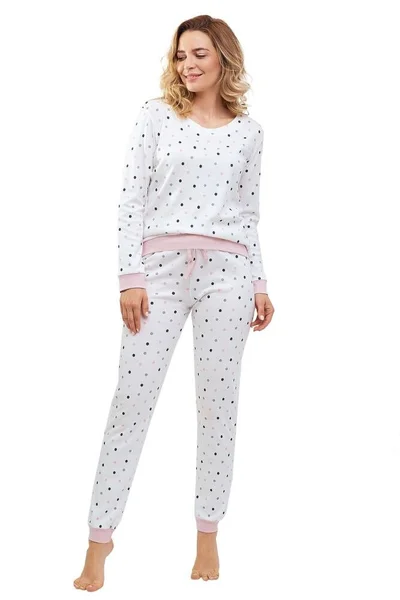 Dámské luxusní pyžamo Sabina s puntíky bílá Cana
