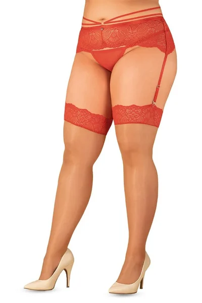 Dámské jemné punčochy Loventy stockings 2XL3XL - Obsessive červená