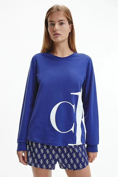 Dámské monogram tričko na spaní - - C8Q - Tmavě v modré barvě Calvin Klein