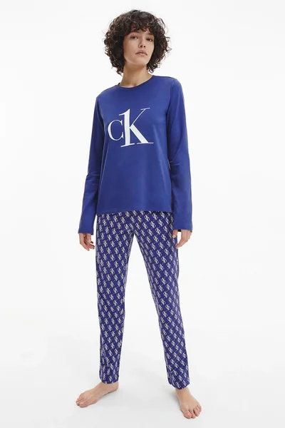 Dámské pyžamový set - - - Tmavě v modré barvě s bílým logem - Calvin Klein