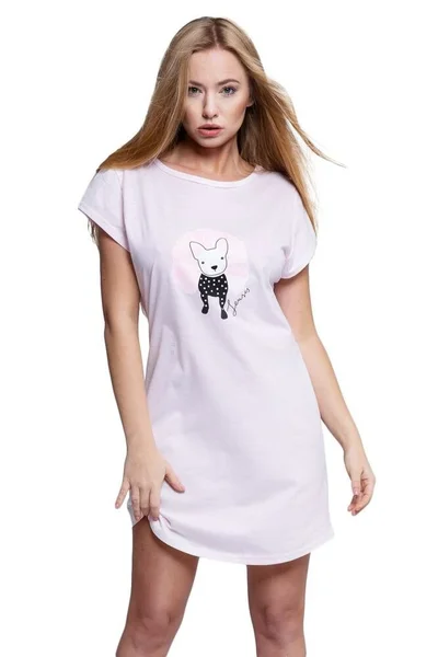 Dámská noční košilka Mila v růžové barvě se psem Sensis