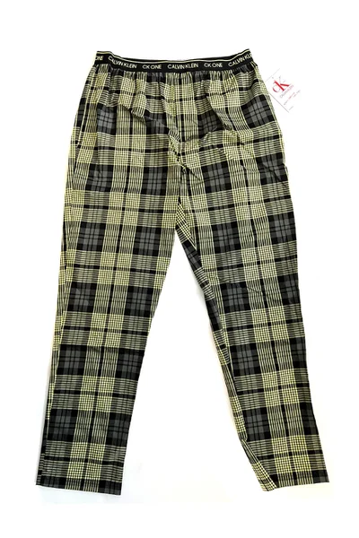 Pánské kalhoty na spaní 1YS zeleno-černé - Calvin Klein