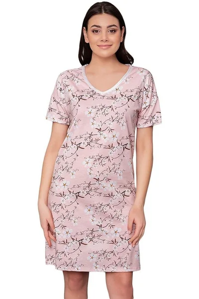 Dámská noční košilka Alwa v růžové barvě s květy Italian Fashion