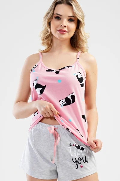 Podprsenka dámské pyžamo šortky na ramínka Panda Vienetta