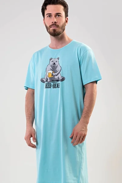 Pánská noční košile s krátkým rukávem Beer and bear Cool Comics