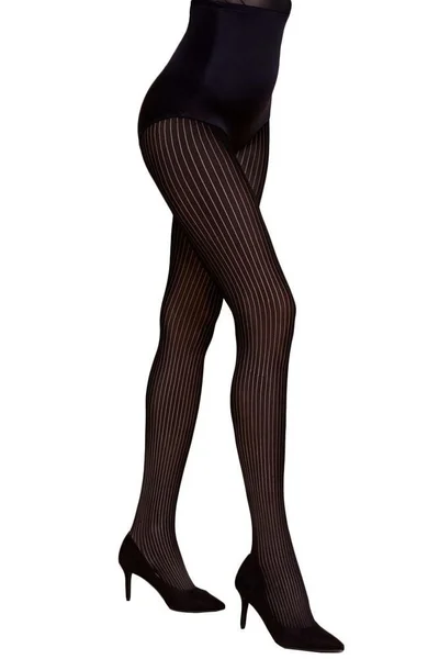 Dámské punčochové kalhoty Lina v černé barvě s pruhy Gabriella