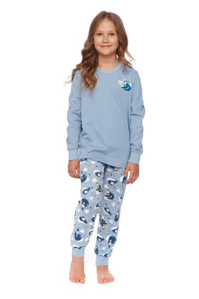 Dětské pyžamo  v modré barvě s lenochodem Dn-nightwear