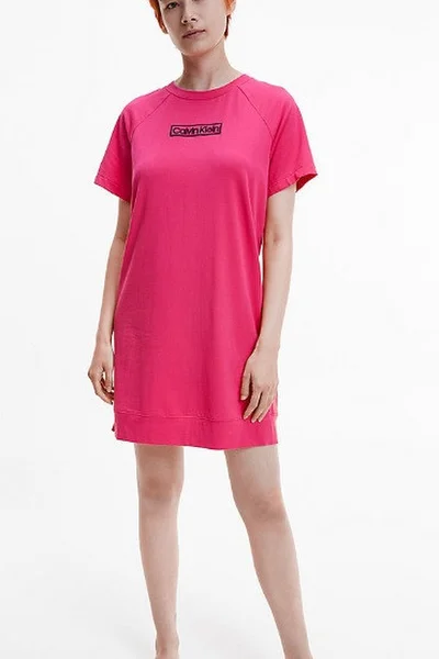 Dámská noční košile  XI9 malinová - Calvin Klein