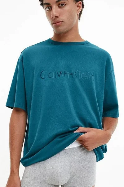 Pánské tričko  CGQ petrolej - Calvin Klein