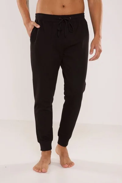 Pánské pyžamové kalhoty - tepláky v černé barvě De Lafense