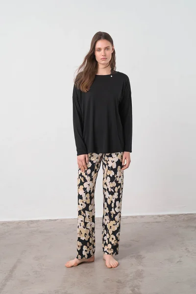 Dvoudílné dámské pyžamo  - Vamp černá s hnědou