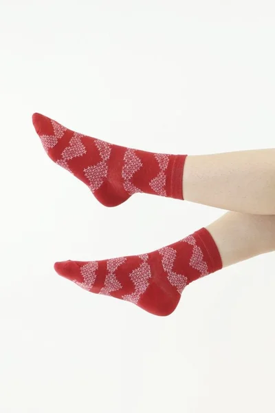 Dámské 2pack kvalitních ponožek  v šedé barvě a červené Moraj