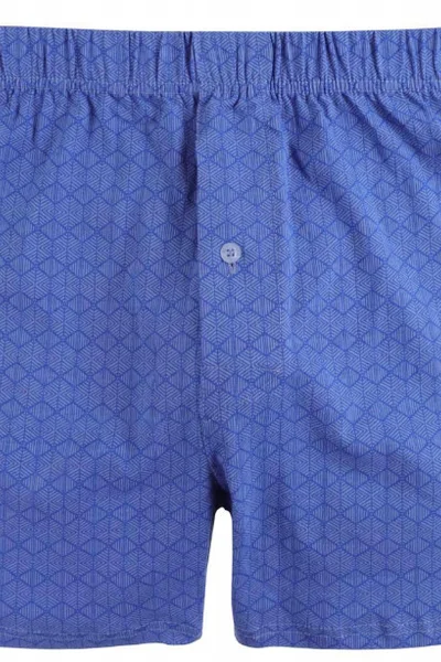Pohodlné modré bavlněné trenýrky s geometrickým vzorem - BlueGeo