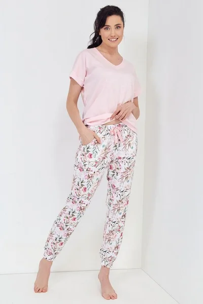 Růžové Aromatica pyžamo Cana s květinovým vzorem