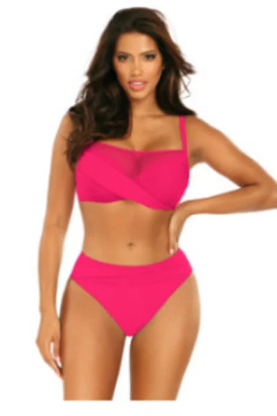 Dvoudílné plavky Self s push-up košíčky a brazilskými kalhotkami v růžové barvě