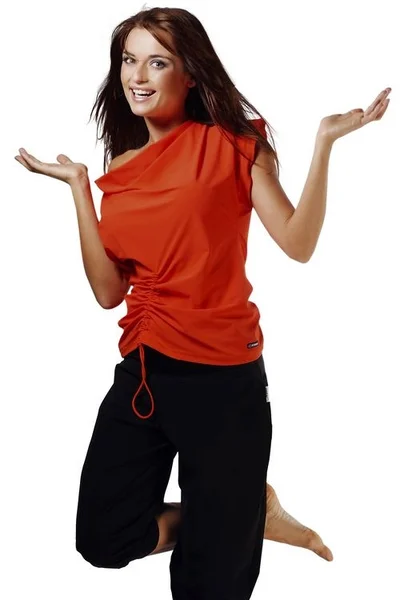 Oranžové fitness tričko Winner s nařaseným výstřihem