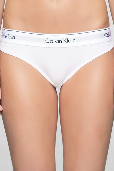 Bílé kalhotky Calvin Klein klasické s gumou v pase