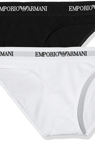 Černo-bílé spodní kalhotky Emporio Armani 2-ks v balení