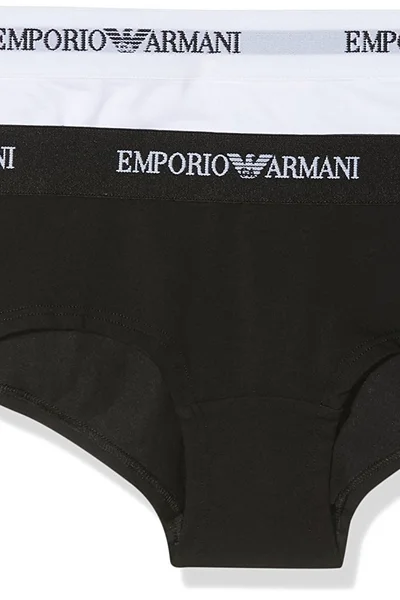 Černo-bílé spodní kalhotky Emporio Armani v balení po 2 ks