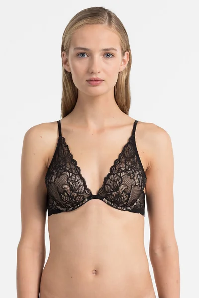 Černá podprsenka s kosticí Calvin Klein krajková