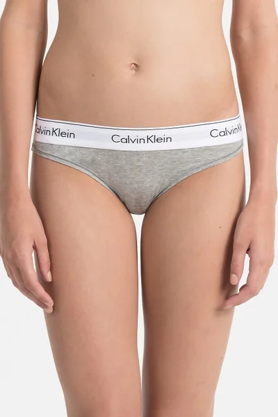 Šedé spodní kalhotky Calvin Klein s bílým pasem
