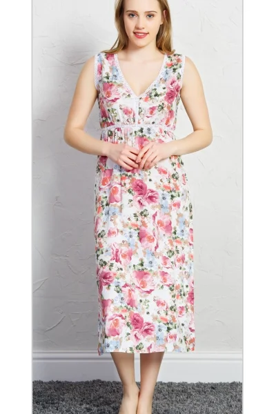 Růžové letní šaty Vienetta s krajkou ve výstřihu