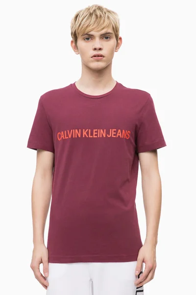 Pánské vínové tričko Calvin Klein