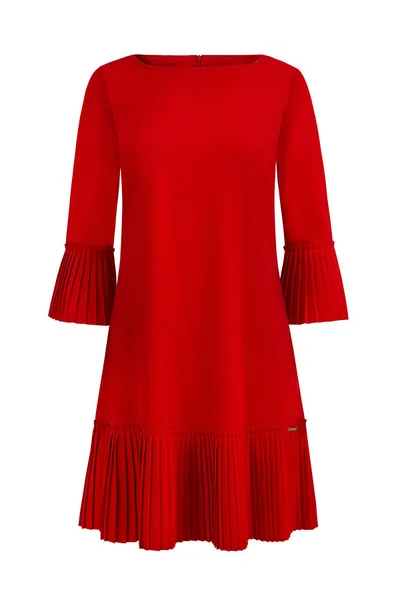 Červené pohodlné dámské plisované šaty Numoo