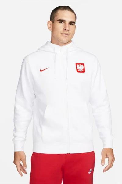 Pánská bílá mikina s kapucí a polským znakem - NIKE