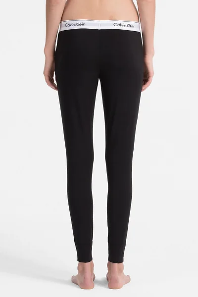 Černé dámské legíny Calvin Klein s bílou gumou v pase