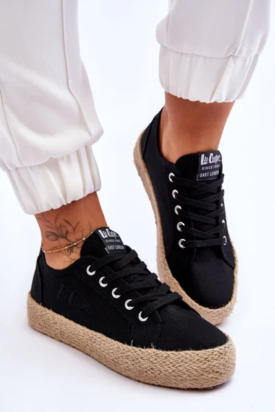 Dámské textilní boty Lee Cooper v černé barvě s ozdobnou podrážkou