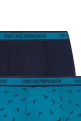 Pánské boxerky 2 pack  tmmodrápetrolej - Emporio Armani tm.modrá/petrolej