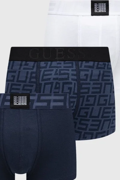 Pánské boxerky 3 pack   modrábílá - Guess