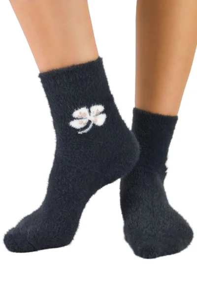 Květované dámské ponožky Noviti - tmavě šedé