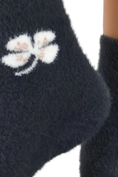 Květované dámské ponožky Noviti - tmavě šedé