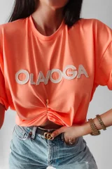Korálové dámské tričko s logem OLAVOGA