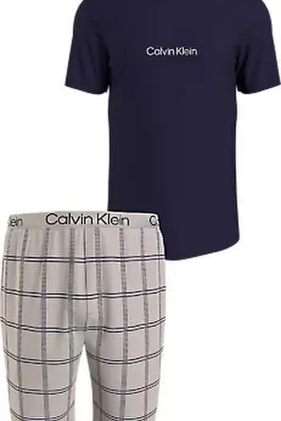 Calvin Klein pánské tmavomodré pyžamo s béžovými akcenty