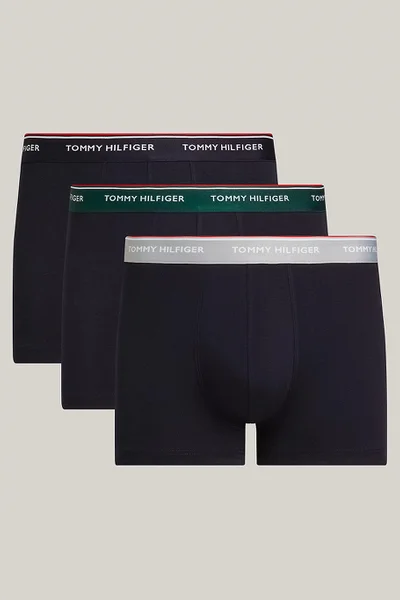 Tommy Hilfiger Pánské Modré Boxerky 3Pack s Elastickým Pasem